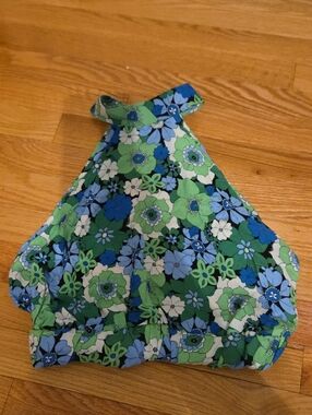 Persaya Floral Halter Crop Top - Blue & Green